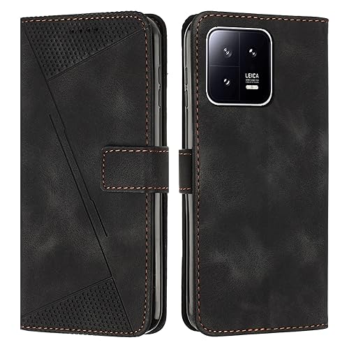 Xiaomi 13 Housse Rabat Noir avec Support Vidéo Intégré et Fente Carte