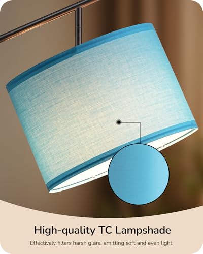 Image of EDISHINE Blue Floor Lamps for Living Room, 64.7 inch Modern Standing Lamp | 3 Color Temperatures, Bulb Included, Adjustable Linen Shade, Foot Switch, Weighted Base, Tall Light for Office, Bedroom