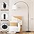 Ambimall Dimmable Arc Floor Lamp with Remote, Color Temperatures and Brightness Adjustable, Arched Floor Lamp with Rotating Head, Over Couch Arched Reading Light for Living Room (White and Black)