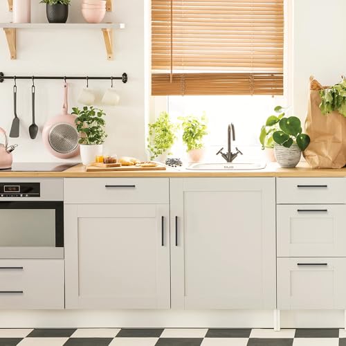 Image of Ravinte 20 Pack Matte Black Cabinet Pulls, 6-1 /4 Inch (160mm) Hole Center Slim Kitchen Handles, Square Drawer Pulls for Cabinets & Cupboards, Hardware