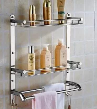 Filox Stainless Steel Multi-use Rack Bathroom Shelf Bathrom Rod Stainless Steel Wall Shelf (Number of Shelves 2 Silver 20 inch) (B0C1BYDS6Q) Amazon Price History, Amazon Price Tracker