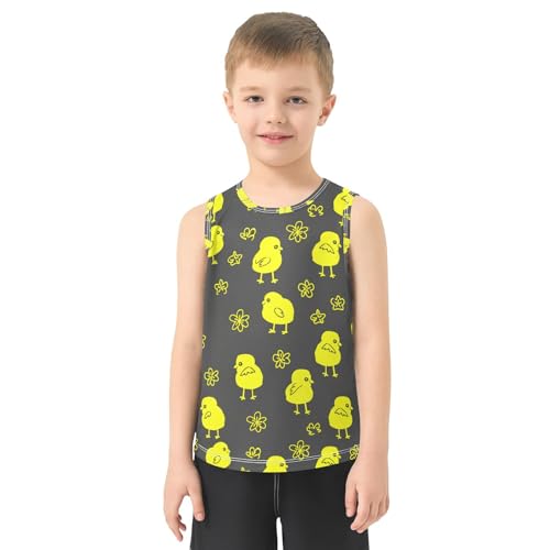 J JOYSAY Yellow Chick Flowers Boys Tank Top Sleeveless Muscle Shirts Quick Dry Kids T-Shirts 3-15T2