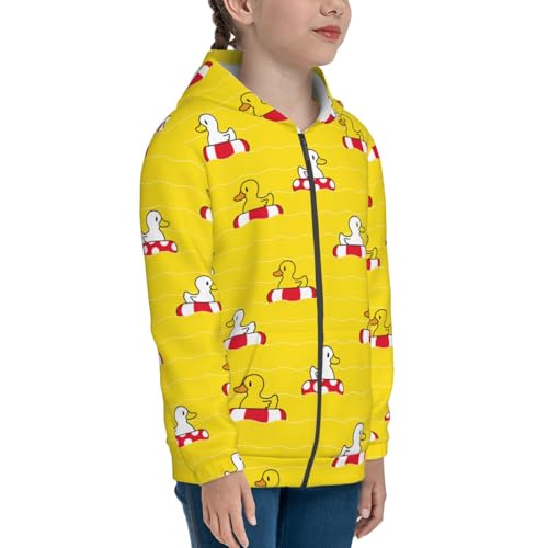 Duck Swimming Ring Kids Pullover Hoodies Boys Zip Up Sweatshirts Girls Athletic Clothes with Pocket4