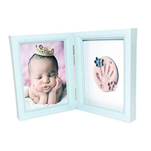 LEMON TREE SL Marco Portafotos de Huellas para bebé con Arcilla Premium Segura para Huella incluida. Color Azul