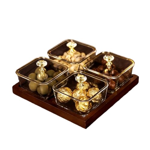Platos de cristal hechos a mano para servir platos divididos para sushi, queso, postres y aperitivos, bandeja de compartimento fácil de limpiar para patatas fritas y salsas