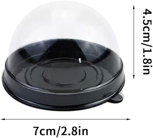 Miniatura 2 de Caja de embalaje Mini contenedor para tartas Mooncake Dome Box Muffin Pod Holder Plástico transparente individual con base negra, 50 unidades