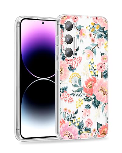 Coque Samsung Galaxy S24 Plus transparente antichoc motif fleur rose fille