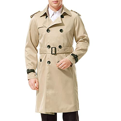 AOWOFS Men's Double Breasted Trench Coat Stylish Slim Fit