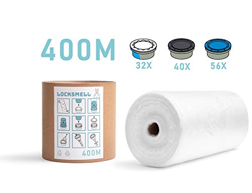 LOCKSMELL Nappy Bin Liner 400m Compatible con los cartuchos Tommee Tippee Sangenic Angelcare & Litter Locker | Equivalente a 56 Angelcare 40 Litter Locker II 32 Recargas Sangenic + TUBO DE RECAMBIO