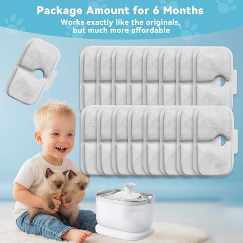 16+16 Pack Replacement Filters for PETLIBRO Dockstream Cat Fountain PLWF115/PLWF105/PLWF005, 16 Filters + 16 Sponges Replacement Kit, 6-Month Supply - 4