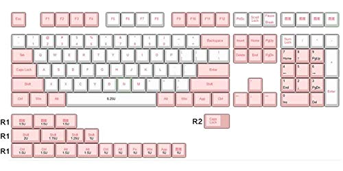 Key Caps 61/64/108/124 Keys Original Height PBT Mechanical Keyboard Keycaps Pink Cute Full Set Keycaps for Xd64 Gk64 Keyboard Ke