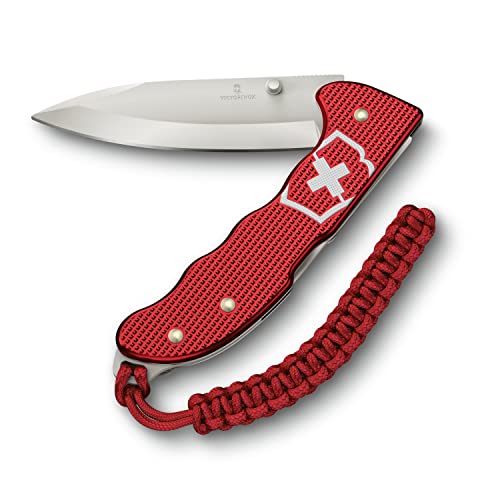 Victorinox Navaja suiza de bolsillo Hunter Evoke Alox, navaja plegable outdoor, 5 funciones, incl. hoja de 10 cm y colgante de paracord, rojo