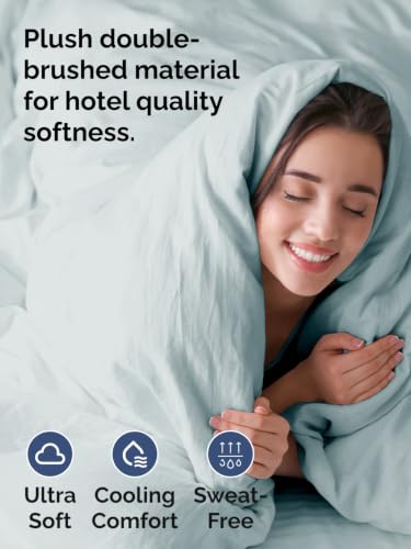 Image of Duvet Cover Super Queen Size - 3 Piece with Zipper Closure - Ice Blue