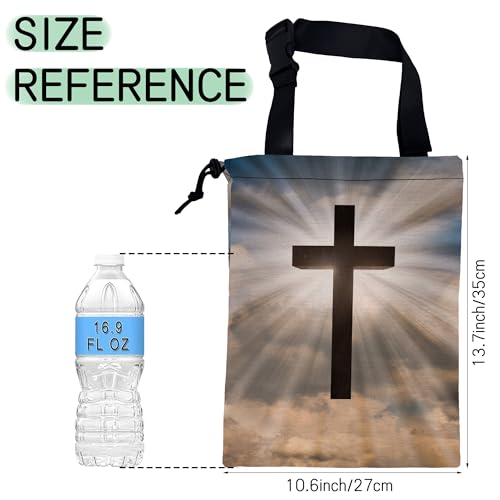 Image of Jesus Christ Cross Car Trash Bag,Hanging Drawstring Car Garbage Bag,Waterproof Canvas Car Back Seat Organizer with Adjustable Buckle,for Vehicles,SUVs,Camping,Road Trips