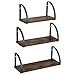 OROPY Wandregale 3er Set, Schweberegal im Industrie-Design, Wandmontage, Hängende Aufbewahrungsregale für Wohnzimmer Schlafzimmer Bad Küche, Rustikales Braun