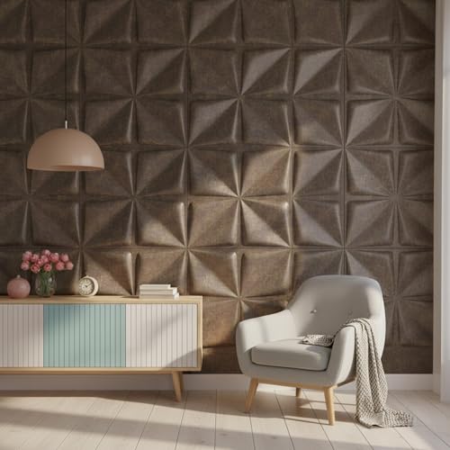 Image of Kayra Decor PVC Panel for Wall Bloom Design, Magnum Brown Color 19.7 inch x 19.7 inch (Pack of 18) - Covers 48.51 Sq. Ft.