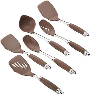 Anolon 46346 SureGrip Nonstick Utensil Kitchen Cooking Tools Set, 6 Piece, Bronze Brown