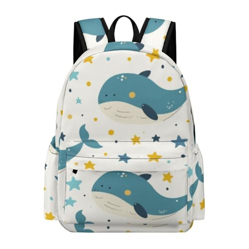 Sac à dos pour enfants à motif baleine avec bretelles ajustables pour l'école maternelle