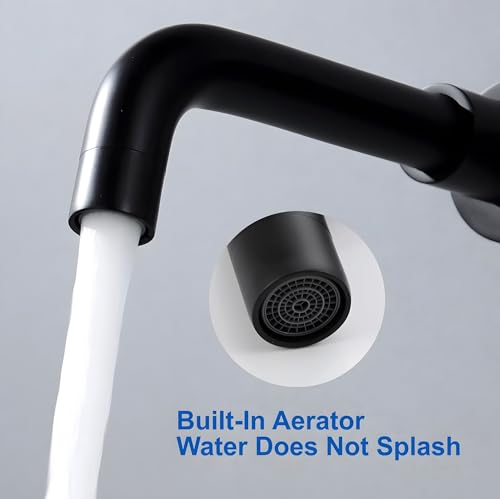 Image of 24x7 eMall SS Black Mixer Hot and Cold Basin Tap Faucet Basin Mixer Wall Mounted Mixer with Concealed Parts, for Bathroom Wash Basin Matt Black -19.5cm