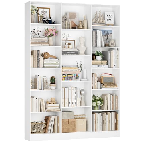 FirFurd Bibliothèque 188cm Bibliotheque avec 17 Étagères de Rangement Bibliotheque Meuble de Rangement pour Salon Bureau Cuisine Chambre 149x23.5x188cm Blanc