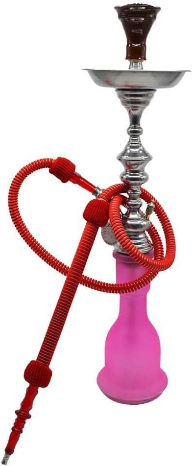 Shisha Egipcia Tradicional, 70 cm, Kit Completo con Manguera, Pinzas y Accesorios, Sin Nicotina (Rosa)