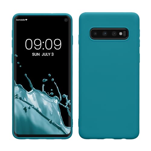 kwmobile Custodia Compatibile con Samsung Galaxy S10 Cover - Back Case per Smartphone in Silicone TPU - Protezione Gommata - petrolio matt