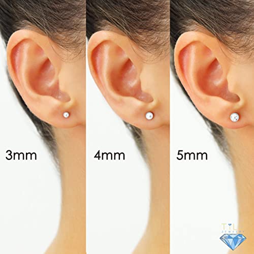 14k White Gold Ball Stud Earrings with Secure Screw-backs3