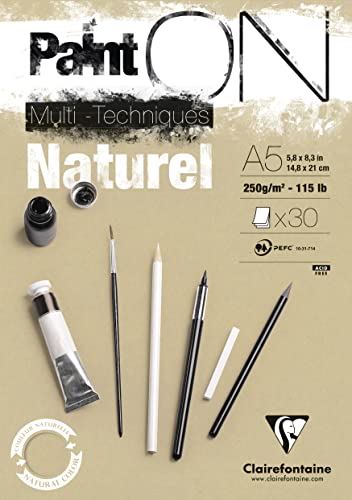 Clairefontaine 96539C Zeichenblock PaintON A5 30 Blatt 250g Mixmedia Sand