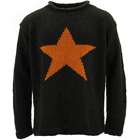 Wool Knit Star Jumper Brown Mustard - XL Cover