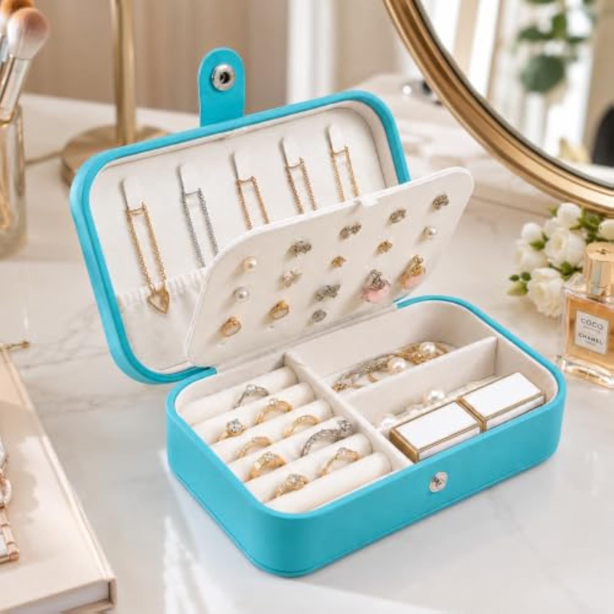 Leather Mini Travel Jewellery Organizer Case for Women