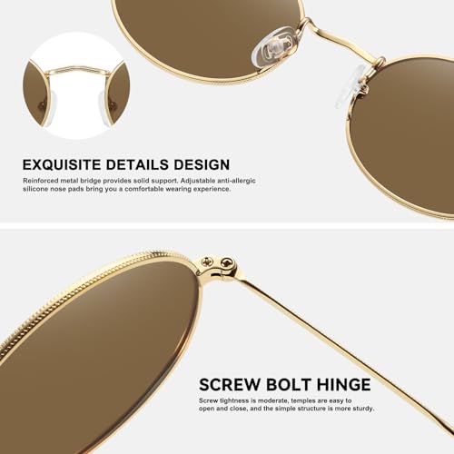 Small Retro Oval Sunglasses for Women Men Trendy Metal Sun Glasses Classic Shades FZN9034
