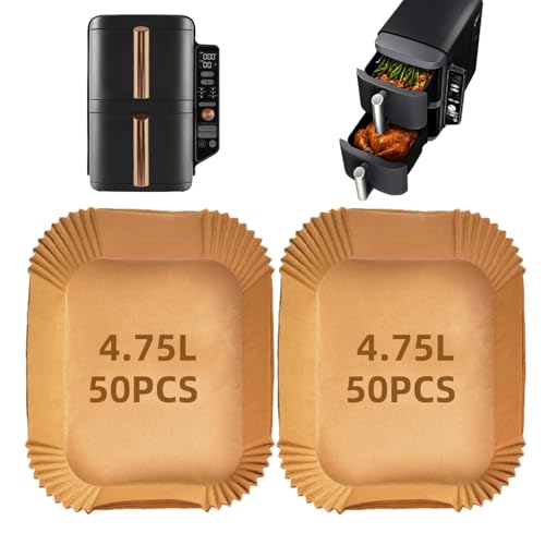 100PCS Ninja Double Stack XL 9.5L Air Fryer Liners Dual Air Fryer Paper Liners for Ninja SL400UK AF400UK AF300UK Air Fryer Liners Disposable for Ninja Keplin Tower Other Dual Airfryer