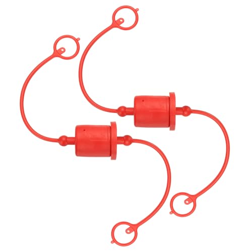 Image of PATIKIL 1 inch ISO-A Hydraulic Coupler Male Dust Cap and Female Plug Cover, Set of 2 Rubber Quick Disconnects Port Plug Cover Fittings Red Cap with Retention Ring