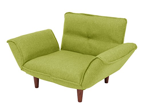 セルタン 日本製 カウチソファー 和楽の極 1人掛け ポケットコイル ダリアングリーン 背部肘部14段階リクライニング 高反発 A282p-14段-562GRN