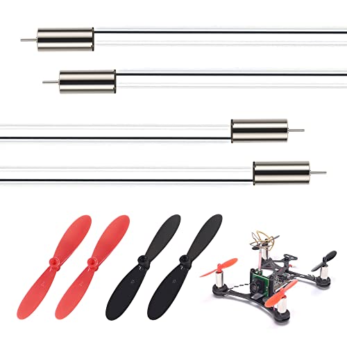 ALAMSCN 4pcs 8520 Coreless Motor 8.5x20mm 15000KV 50000 RPM Brushed Motors with Propeller 3.7V Mini Great Torque CW CCW for DIY Micro Quadcopter RC Drone Helicopter Aircraft Toys