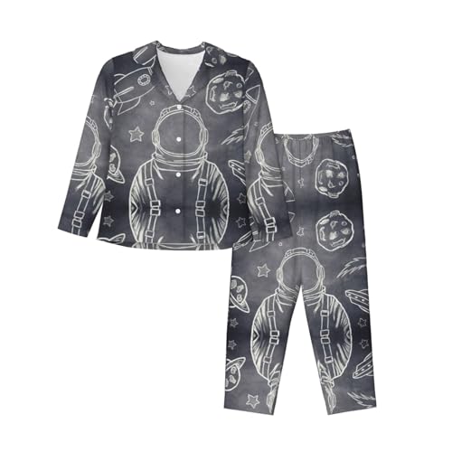 Pyjama galaxie femme XXL manches longues pour nuits sans serrage