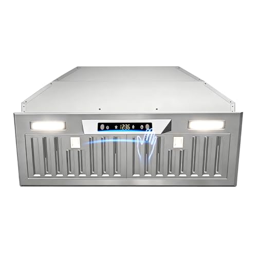 Range Hood 30 Inch Built-in/Insert Range Hood Stainless Steel Kitchen Hood, 900 CFM Gesture/Touch Control, 3 Speed Exhaust Fan with Charcoal Filter, Ducted/Ductless Convertible