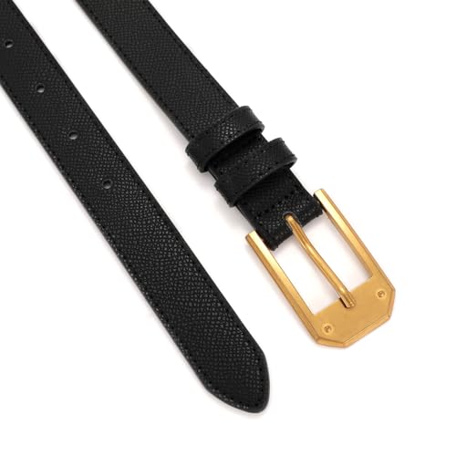Women Skinny Belt Thin Leather Belt for Jeans Gold Buckle 1.34'' wide4