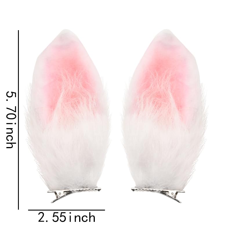 Pinzas de Orejas de Conejo Peludas Rosas y Blancas miniatura 2