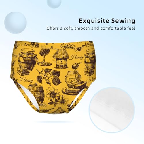 Hand Drawn Honey Sketch Girls' Underwear Soft Cotton Little Girls Panties Comfort Briefs3
