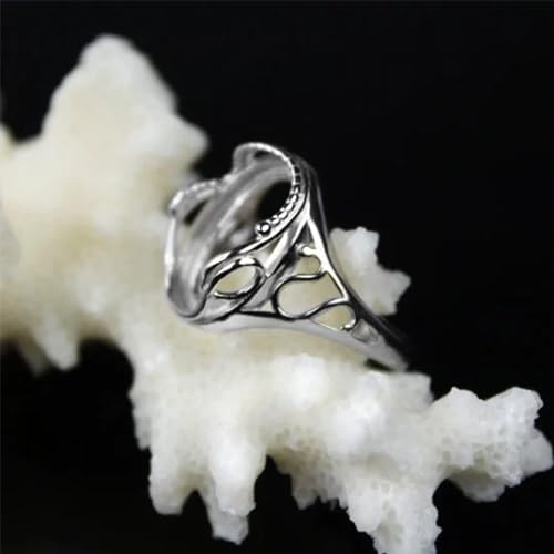 Sterling Silver 925 Ring Blank Base, 10x14 mm Rhodium Plated Bezel Setting Blanks DIY Jewelry G200.7 (9)3