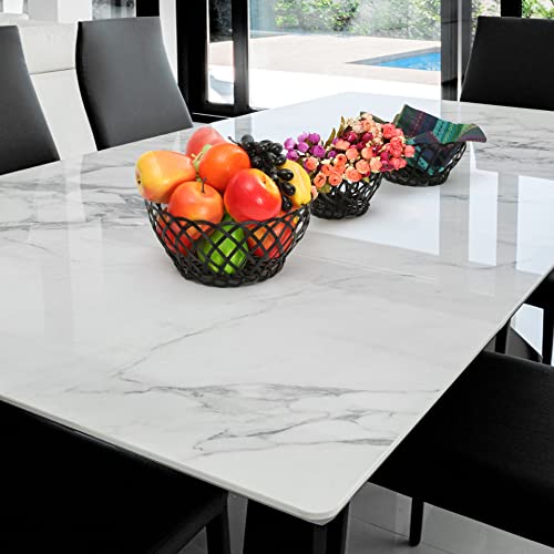 Image of Wire Metal Black Fruit Bowls for Table Centerpiece - Set of 3 - Modern Stylish Decorative Fruit Bowls for Kitchen Counter, Fruit Basket Perfect for Dining Table, Kitchen, Easter - 10, 8, 6 Inch