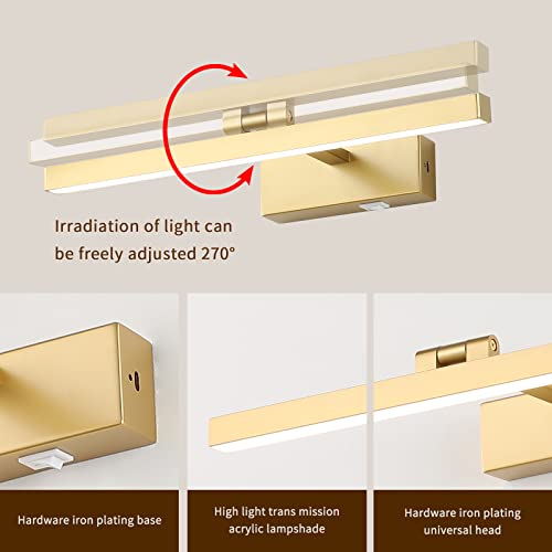 Joosenhouse Picture Light Battery Operated Dimmable Wireless Picture Light With Timer Remote Gold Painting Light Adjustable Swing Arm Wall Light 15.75" Inches Long 3000K #TOP4