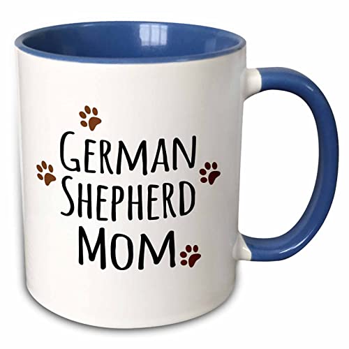 3dRose German Shepherd Dog Mom - Alsatian Dog Lover 11oz Two-Tone Blue Mug