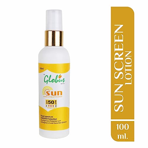 Image of Globus SPF 50 PA+++ Sunscreen Lotion With Fairness - 100 ml (Pack of 5)