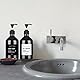 4 Stück Nachfüllbare Leere Shampooflaschen, 500 ml Seifenspender Flaschen, Kunststoff Pumpflaschen Lotionspender für Flüssigseife Shampoo Conditioner Duschgel, Aufkleber. (Schwarz)