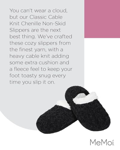 Image of MeMoi Women's Classic Cable Knit Chenille Non-Skid Slipper