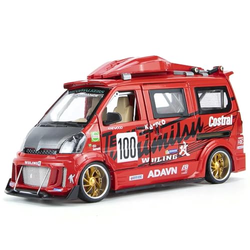 Image of Magicwand Die-Cast Zinc Alloy 1:24 Scale Wuling Track Sports Van【Large】 with 6 Openable Doors,Lights & Music & Steerable Front Wheels【RED】【Pack of 1】
