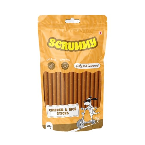 Image of Scrummy Chicken and Rice Sticks Dog Treats, 70g Soft & Tasty Training Snacks | High Protein, Easy to Digest, Healthy Rewards for Puppies & Adult Dogs