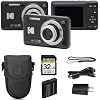 Kodak PIXPRO FZ55 Digital Camera, 16MP Compact Point & Shoot, 5X Optical Zoom, 28mm Wide Angle Lens, 1080P Full HD Video, Black + Camera Case & 32GB SD Card